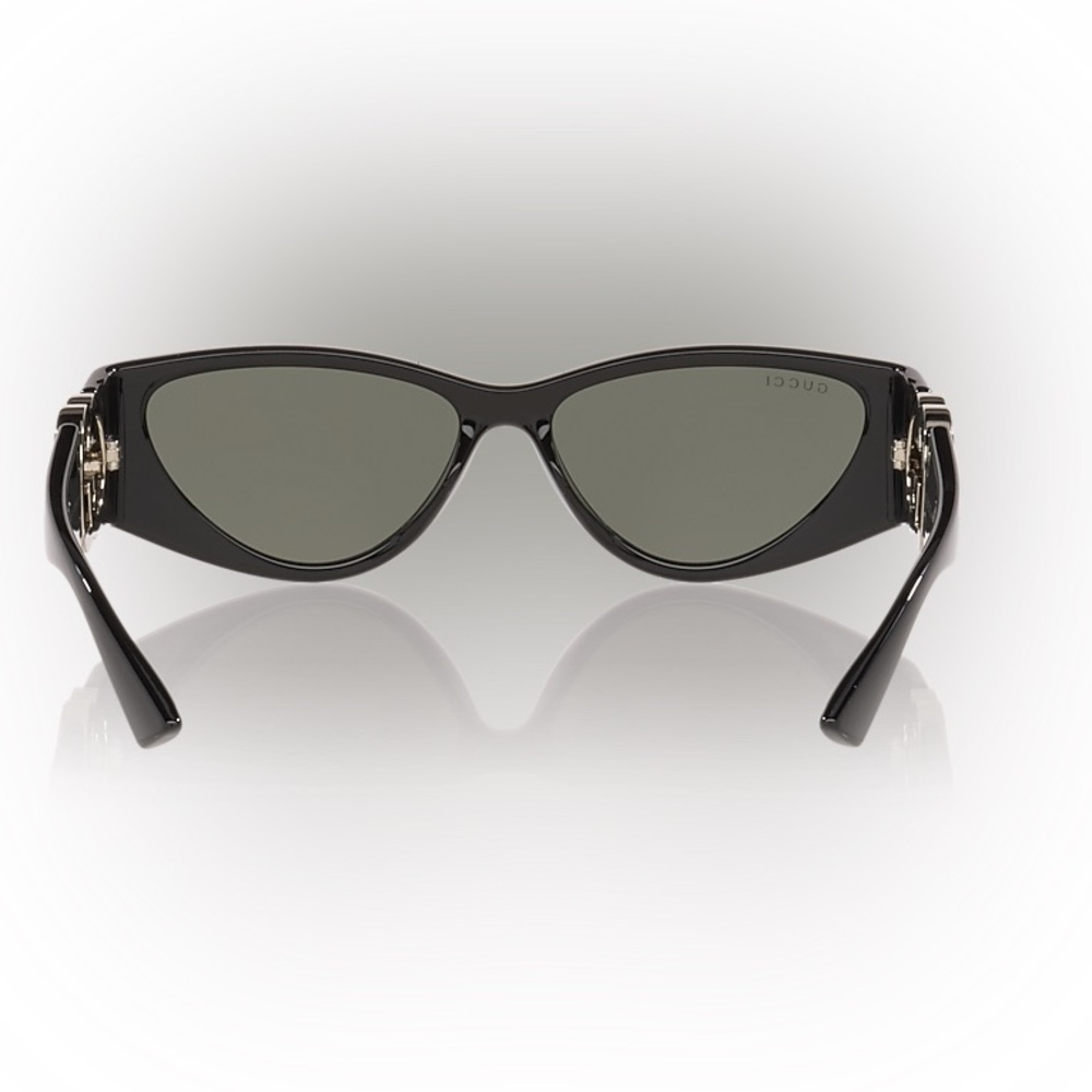 NWT Gucci GG1824S Black Cat Eye Sunglasses Silver GG Logo Temples - Picture 5 of 7